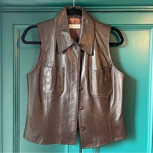 Vintage Ann Taylor brown leather vest